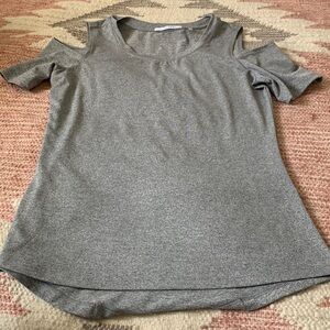Tahari off the shoulder grey Y2K inspired vintage top.